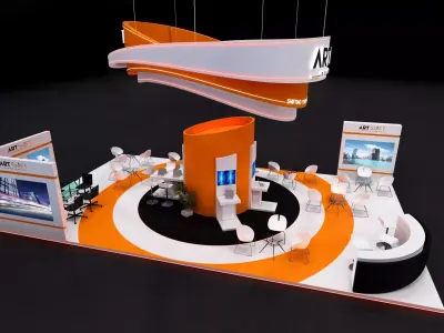 Exhibition booth stand 14 x 8m 3D model