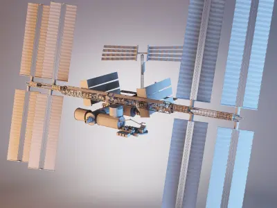 International Space Station With RIG Low-poly 3D model