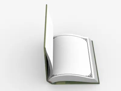 Green Cover Rigged and Animated Book Low Poly 3D Model