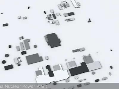 Fukushima Area Coast Streets and Buildings 3D model