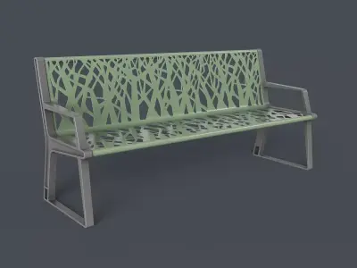 Metal Modern Bench 8 PBR Game Ready Low-poly 3D model
