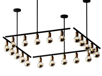 Black And Brass Industrial Five Bulb Bar Light  3D model