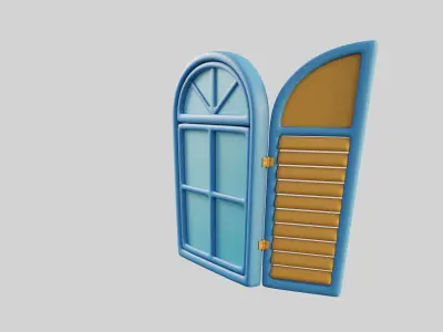 Cartoon Window 21b Low-poly 3D model
