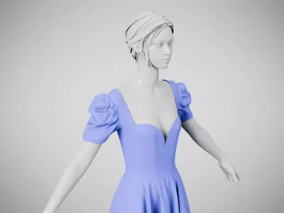 Dress 07 Very Light Blue Low-poly 3D model