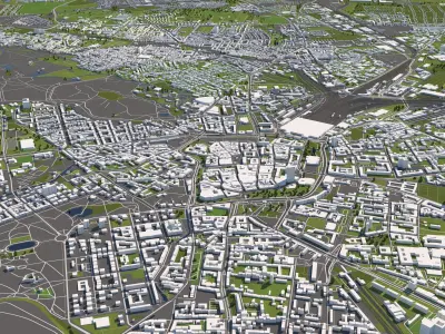 Leipzig Germany 50x50km 3D City Map 3D model