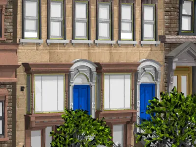 Brownstone Street Scene 1 for iClone 3D model