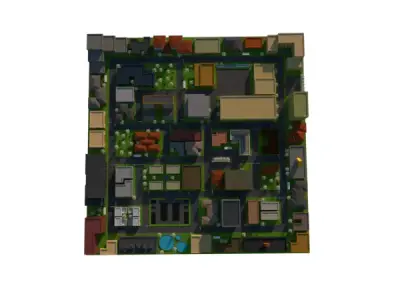 Small City map Low-poly 3D model