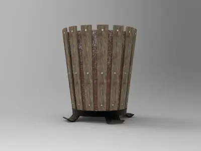 Public Trash Can Low-poly 3D model purchase
