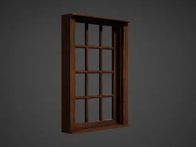 Wooden Window Low Poly Game Ready Low-poly 3D model