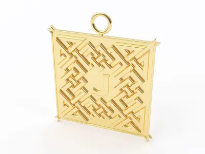 Celtic pendant letter J 3D print model