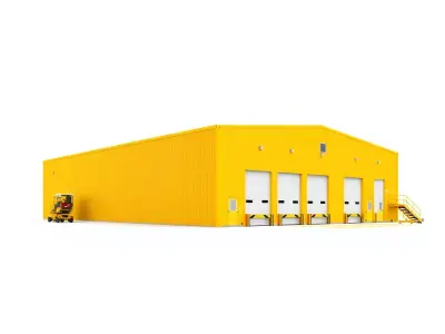 Yellow Industrial Warehouse model pack Low-poly 3D model