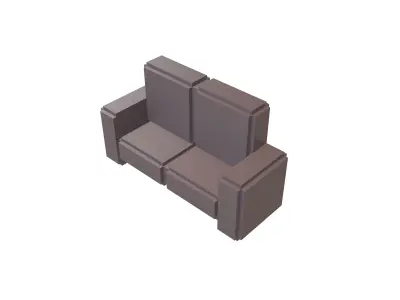 Voxel Sofa v1 003 Low-poly 3D model