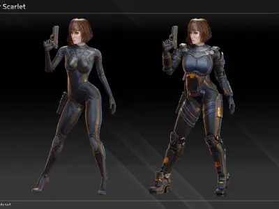 Scifi Soldier Scarlet Low-poly 3D model