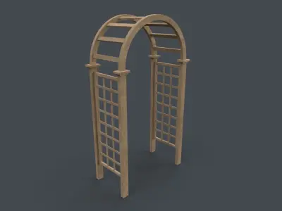 PBR Wooden Arbour Garden Arch A Low-poly 3D model