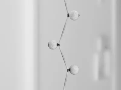 Scandinavian style floor lamp with glass ball shades 3D model