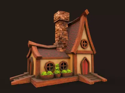 Lowpoly fantasy house Low-poly 3D model
