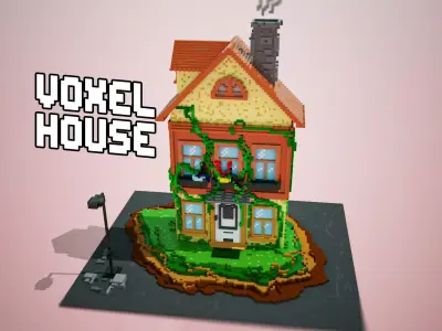 3D Voxel cartoon House  Low-poly 3D model