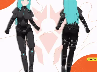 VRM ARMOR SCI FI COSTUME PLATES FULL SET FEMALE 3D model