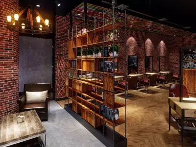 Industrial barbershop hair salon barber shop - 3ds max Blender 3D model