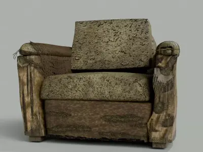  broken chair Low-poly 3D model