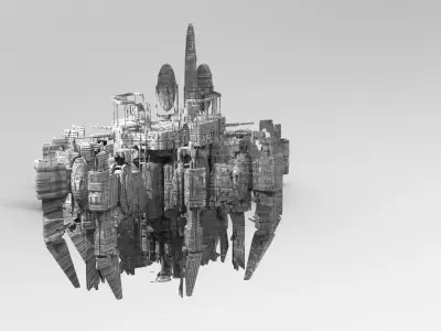 Alien Sci-fi base platforms 3  3D model