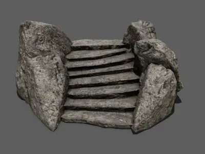 Rock Stair Low-poly 3D model