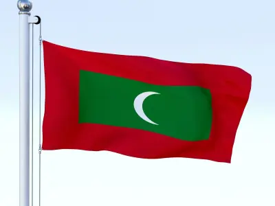 Animated Maldives Flag Low-poly 3D model