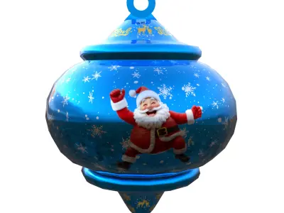 Charming Santa Holiday Blue Bauble 3D Model  PBR Subdivision Low-poly 3D model