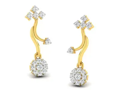 Gold Diamond Women Earring 3D print Model 3D print model 129