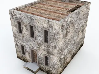 Old Stone Building nterior and Exterior Low-poly 3D model
