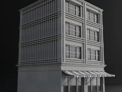 OLD RETRO CLASSICAL BUILDING 6 Low-poly 3D model