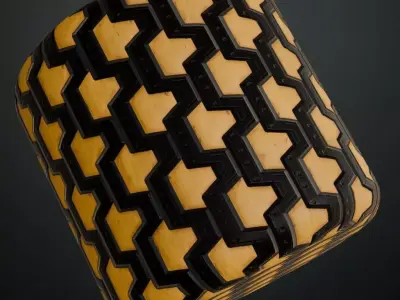 Yellowish Sci-fi Wall PBR Seamless Texture