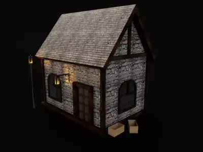 Small Medieval House Low-poly 3D model
