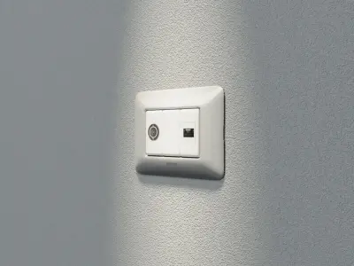 Bticino Matix Wall Socket TV and LAN Low-poly 3D model