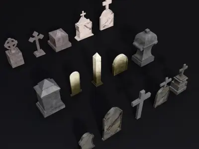 Tombstone low poly 3d model gravestones Low-poly 3D model