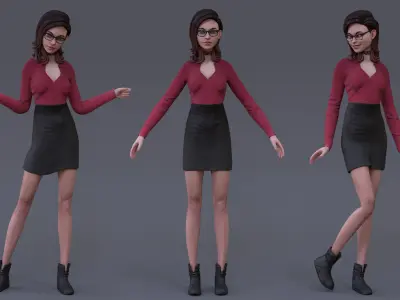 Cartoon Girl Rig Ver 2 Low-poly 3D model