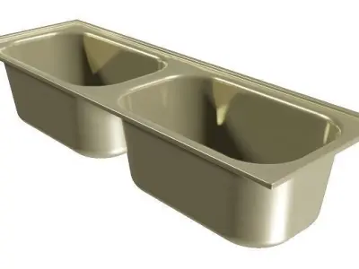 Brass Double Kitchen Sink Low-poly 3D model