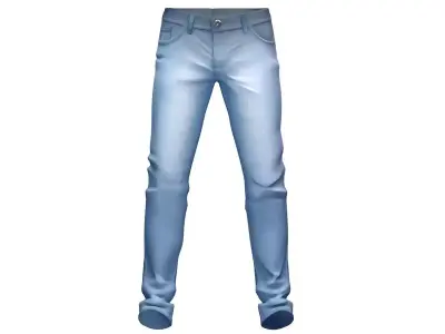 Blue Jeans - Classical White Pants - Trousers - Casual Leg Wear 3D model