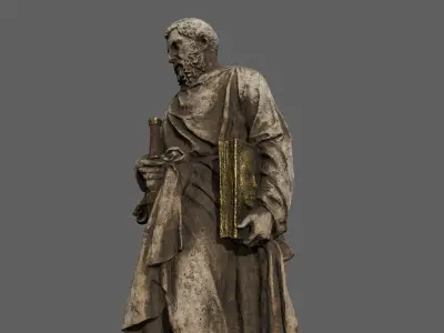 Old Man Statue Low-poly 3D model 18