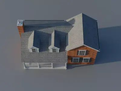 American Low Poly house 1 and Free Oak Tree - Game Ready Low-poly 3D model