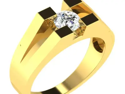 Light Weight Yellow Gold Diamond Ring DR-6701 3D print model