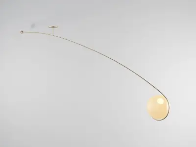 Fiddlehead wall lamp with gold ball hanging from it 3D model
