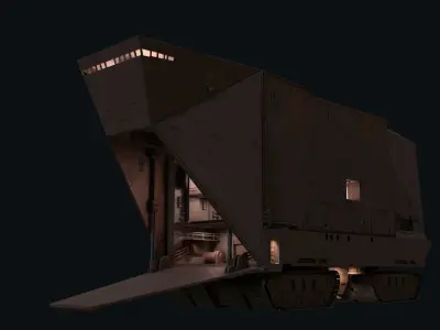 Sandcrawler old rusty vehicle Low-poly 3D model