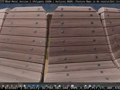  Round Tree Bench - 7 - Wood Metal Version 2 Low-poly 3D model