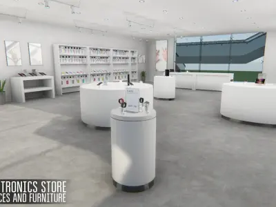 Electronics store - devices and furniture Low-poly 3D model