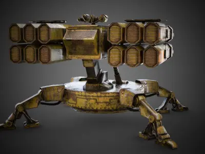 Sci-fi Spider Auto-Turret  Low-poly 3D model