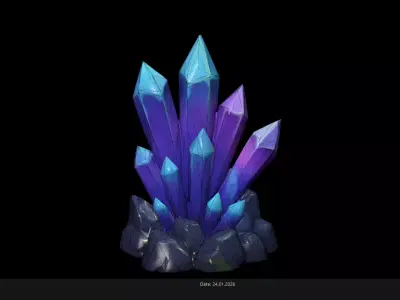 Low Poly Stylized Magic Crystal Cluster - Fantasy Ore Low-poly 3D model