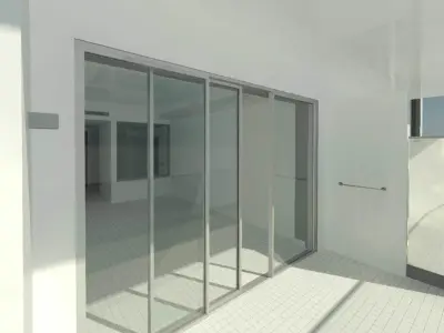 3 Panel Middle Sliding Balcony Door 3D model