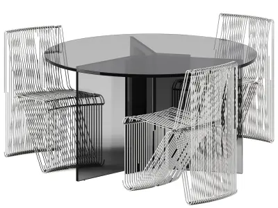 THRIM Piano Table by Tonelli and Glitch Chair by Nama Home 3D model