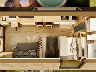 Multipurpose Glamping Pod ARIA basic dwg plans 3D model